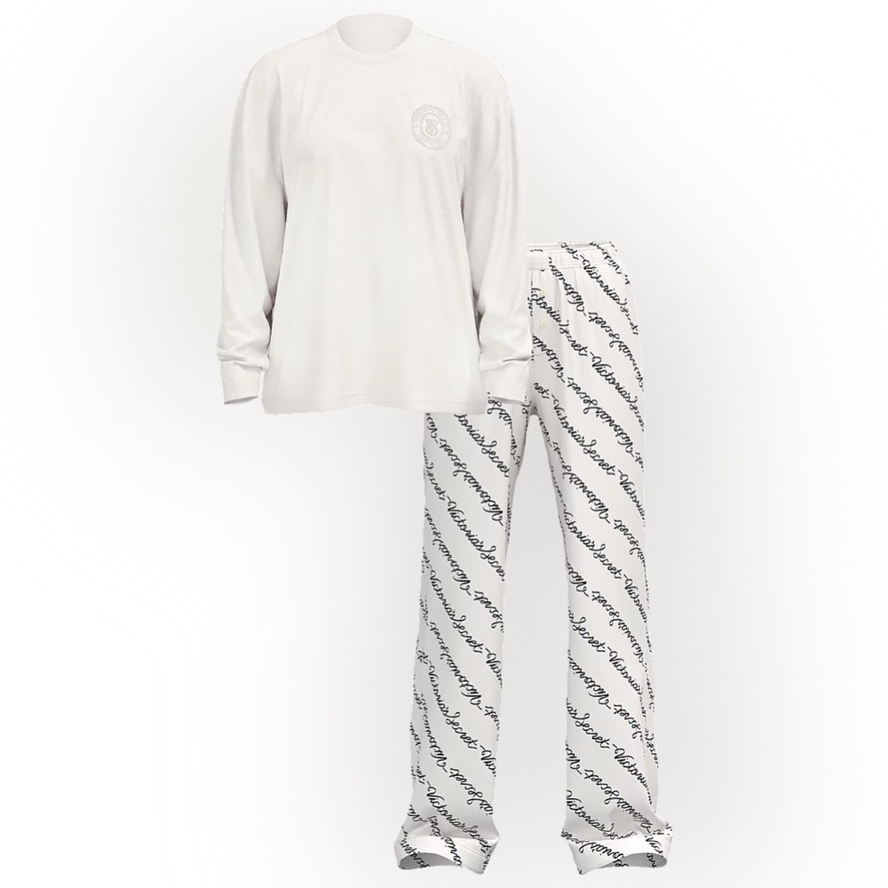 Victoria’s Secret Flannel Long-Sleeve Tee-Jama Set X-LARGE - Picture 2 of 2